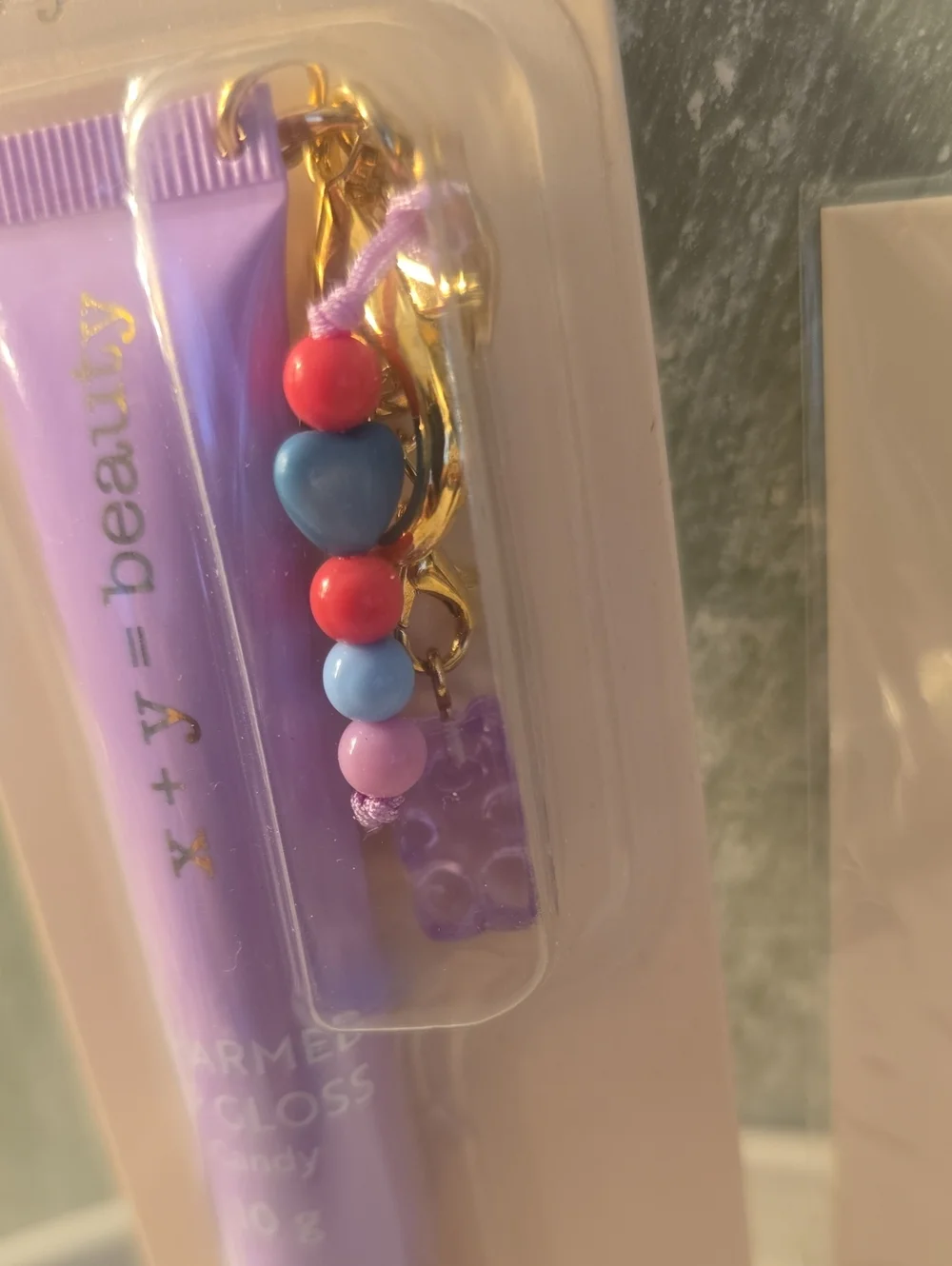 Charmed Lip Gloss Candy with Gummy Bear Charm & 3 Additional Charms New